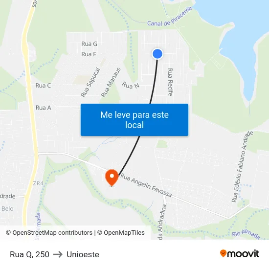 Rua Q, 250 to Unioeste map