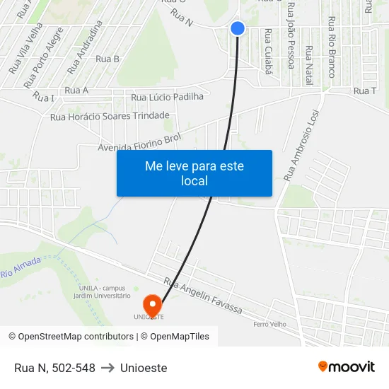 Rua N, 502-548 to Unioeste map