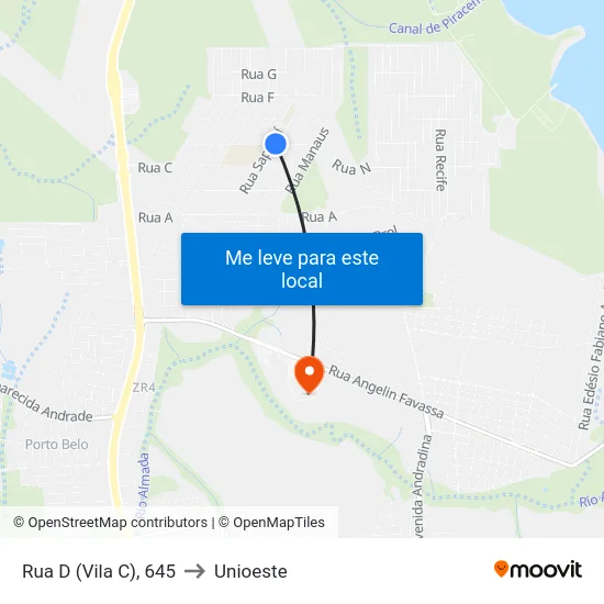 Rua D (Vila C), 645 to Unioeste map