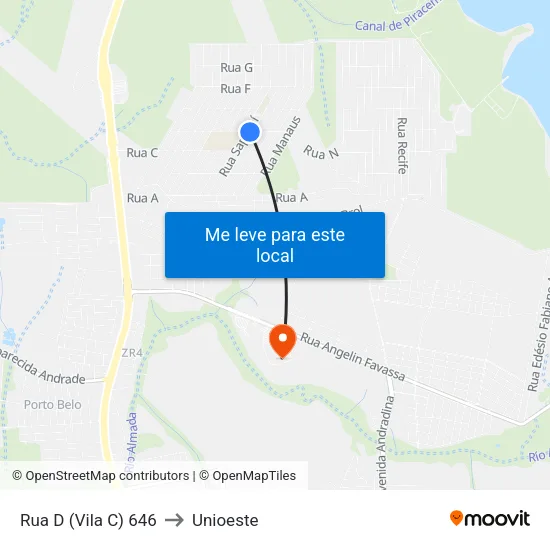 Rua D (Vila C) 646 to Unioeste map