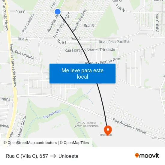 Rua C (Vila C), 657 to Unioeste map