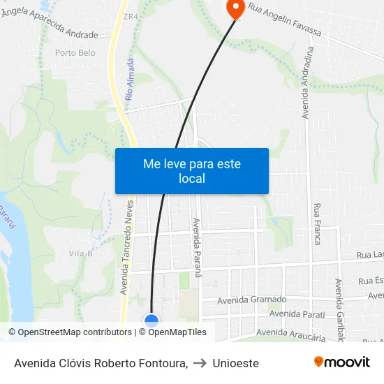 Avenida Clóvis Roberto Fontoura, to Unioeste map