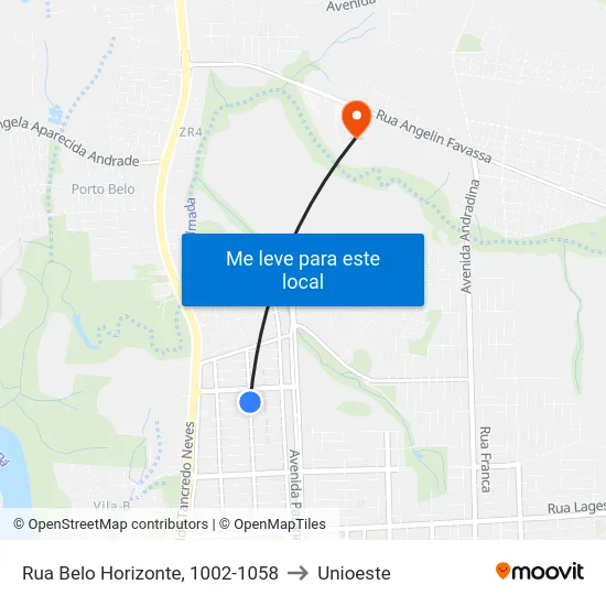 Rua Belo Horizonte, 1002-1058 to Unioeste map