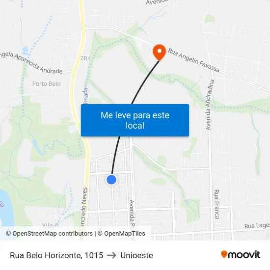 Rua Belo Horizonte, 1015 to Unioeste map