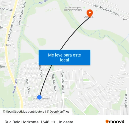 Rua Belo Horizonte, 1648 to Unioeste map