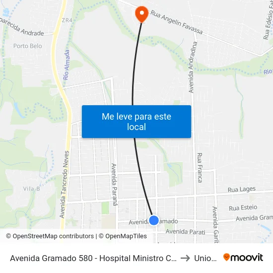 Avenida Gramado 580 - Hospital Ministro Costa Cavalcanti to Unioeste map