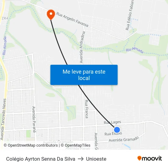 Colégio Ayrton Senna Da Silva to Unioeste map