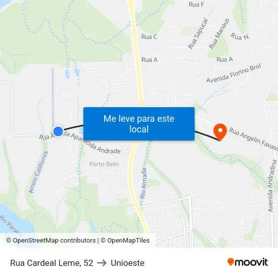 Rua Cardeal Leme, 52 to Unioeste map