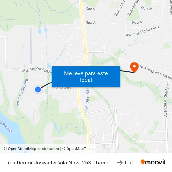 Rua Doutor Josivalter Vila Nova 253 - Templo Budista (Buddhist Temple) to Unioeste map