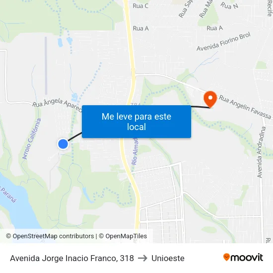 Avenida Jorge Inacio Franco, 318 to Unioeste map