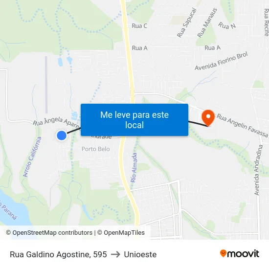 Rua Galdino Agostine, 595 to Unioeste map