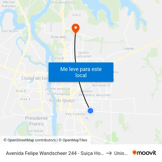 Avenida Felipe Wandscheer 244 - Suiça Hotel & Resort to Unioeste map