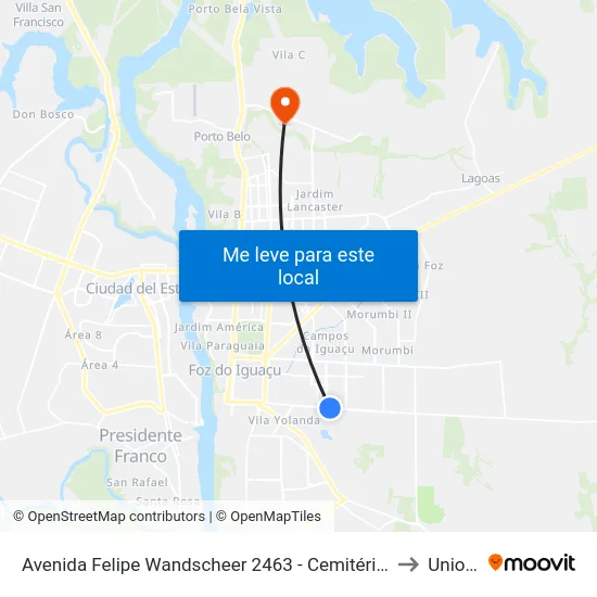 Avenida Felipe Wandscheer 2463 - Cemitério Jardim São Paulo to Unioeste map