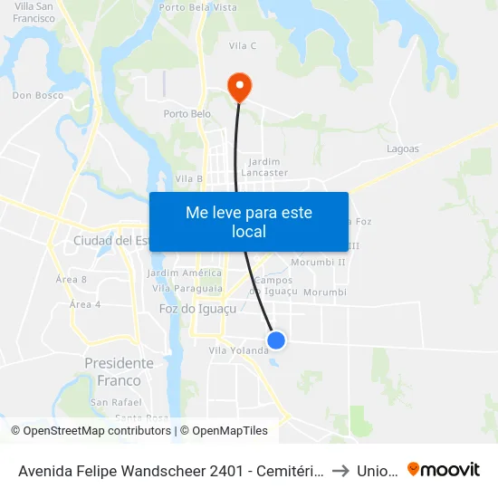 Avenida Felipe Wandscheer 2401 - Cemitério Jardim São Paulo to Unioeste map
