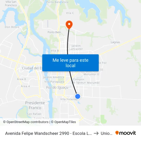 Avenida Felipe Wandscheer 2990 - Escola Libanesa Brasileira to Unioeste map