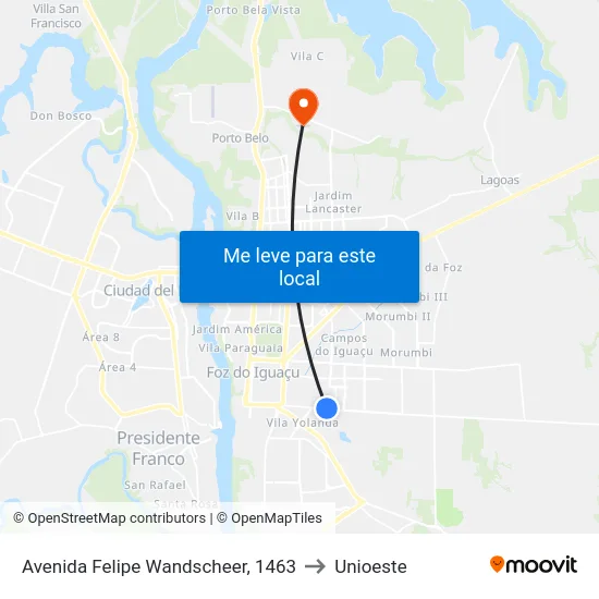 Avenida Felipe Wandscheer, 1463 to Unioeste map