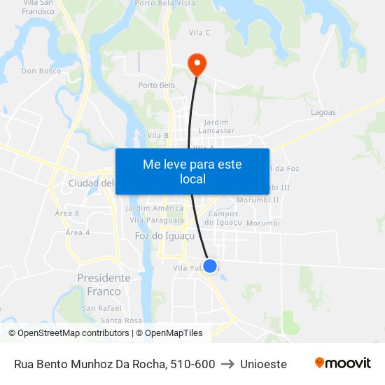 Rua Bento Munhoz Da Rocha, 510-600 to Unioeste map