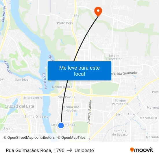 Rua Guimarães Rosa, 1790 to Unioeste map