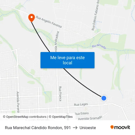 Rua Marechal Cândido Rondon, 591 to Unioeste map
