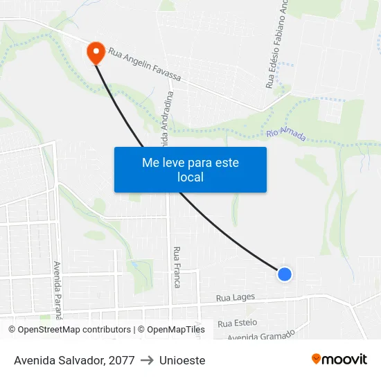 Avenida Salvador, 2077 to Unioeste map