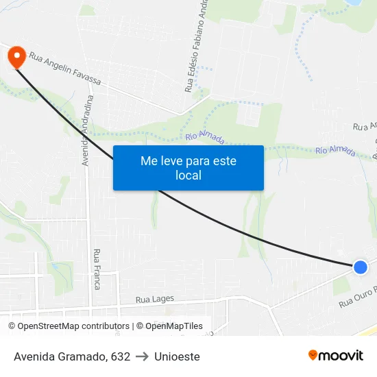 Avenida Gramado, 632 to Unioeste map