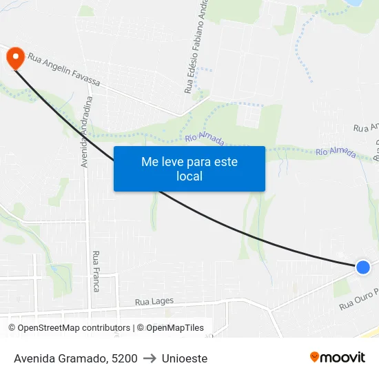 Avenida Gramado, 5200 to Unioeste map