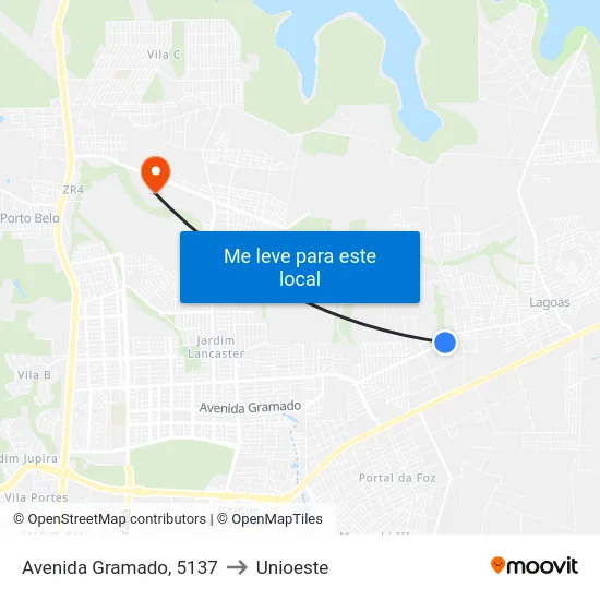 Avenida Gramado, 5137 to Unioeste map