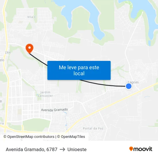 Avenida Gramado, 6787 to Unioeste map