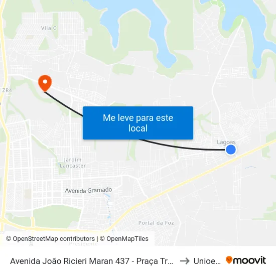 Avenida João Ricieri Maran 437 - Praça Três Lagoas to Unioeste map