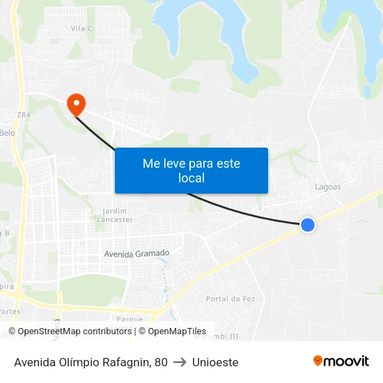 Avenida Olímpio Rafagnin, 80 to Unioeste map