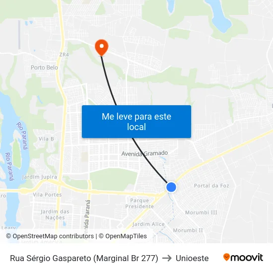Rua Sérgio Gaspareto (Marginal Br 277) to Unioeste map