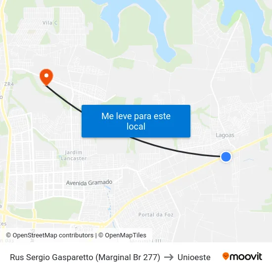 Rus Sergio Gasparetto (Marginal Br 277) to Unioeste map