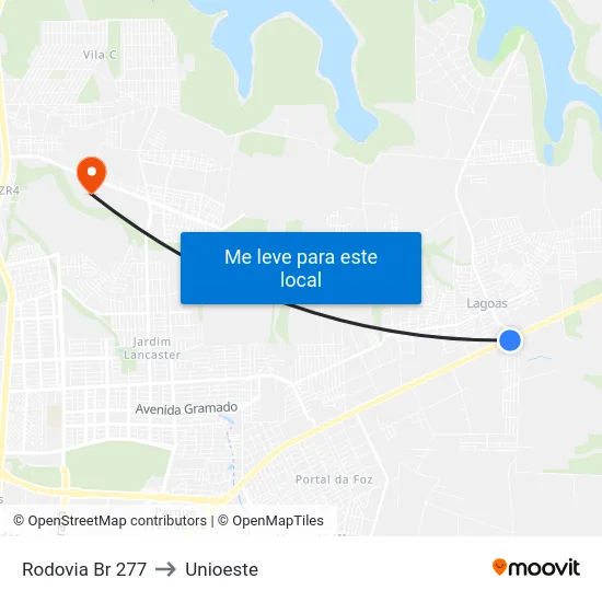 Rodovia Br 277 to Unioeste map
