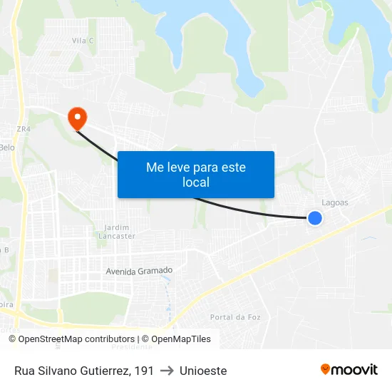 Rua Silvano Gutierrez, 191 to Unioeste map