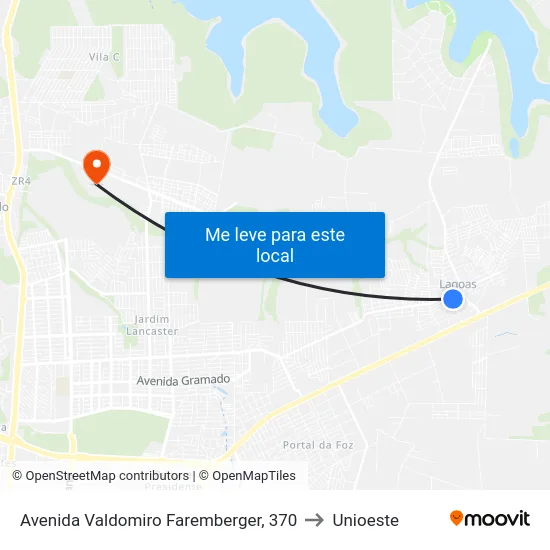 Avenida Valdomiro Faremberger, 370 to Unioeste map