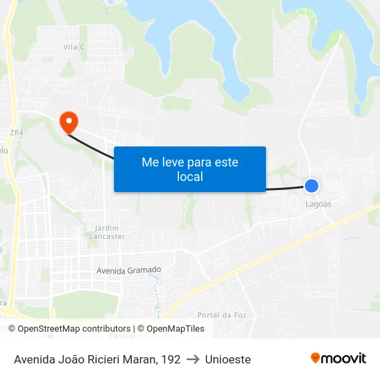 Avenida João Ricieri Maran, 192 to Unioeste map