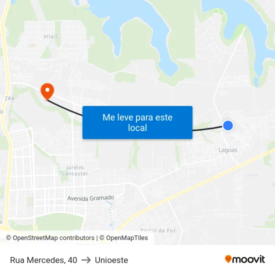 Rua Mercedes, 40 to Unioeste map