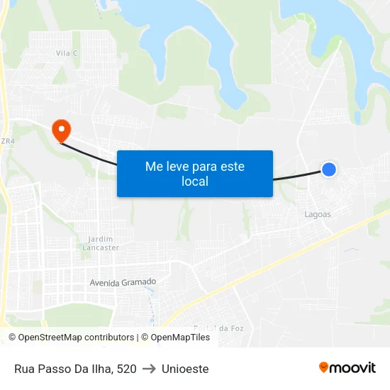 Rua Passo Da Ilha, 520 to Unioeste map