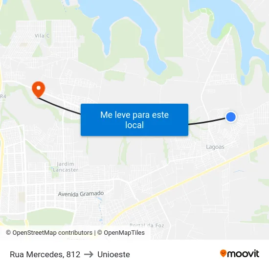 Rua Mercedes, 812 to Unioeste map