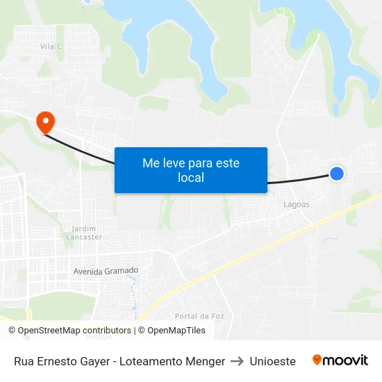 Rua Ernesto Gayer - Loteamento Menger to Unioeste map