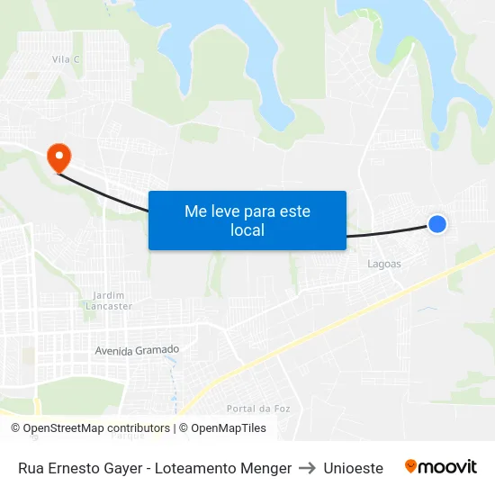 Rua Ernesto Gayer - Loteamento Menger to Unioeste map