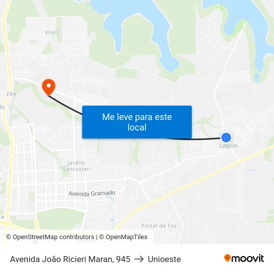 Avenida João Ricieri Maran, 945 to Unioeste map