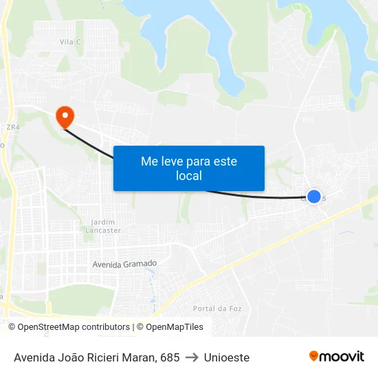 Avenida João Ricieri Maran, 685 to Unioeste map