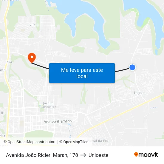 Avenida João Ricieri Maran, 178 to Unioeste map