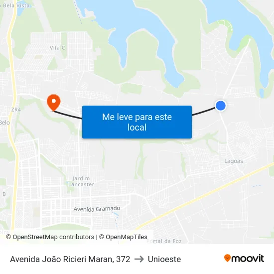 Avenida João Ricieri Maran, 372 to Unioeste map