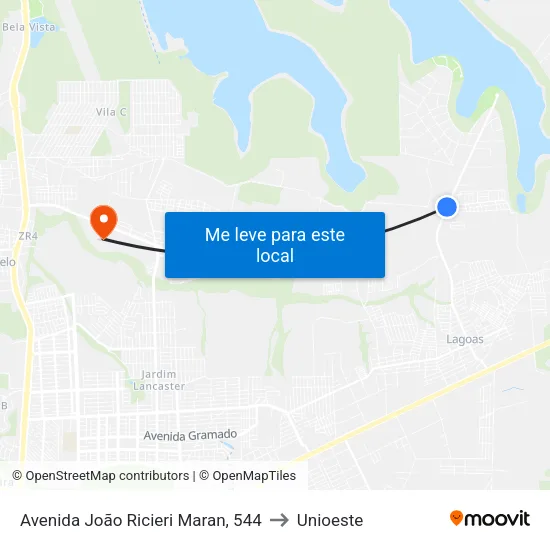 Avenida João Ricieri Maran, 544 to Unioeste map