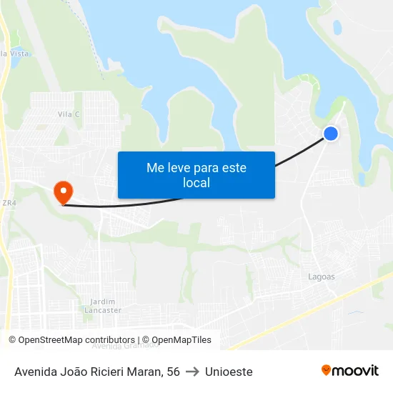 Avenida João Ricieri Maran, 56 to Unioeste map