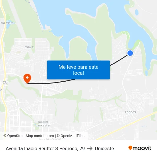 Avenida Inacio Reutter S Pedroso, 29 to Unioeste map