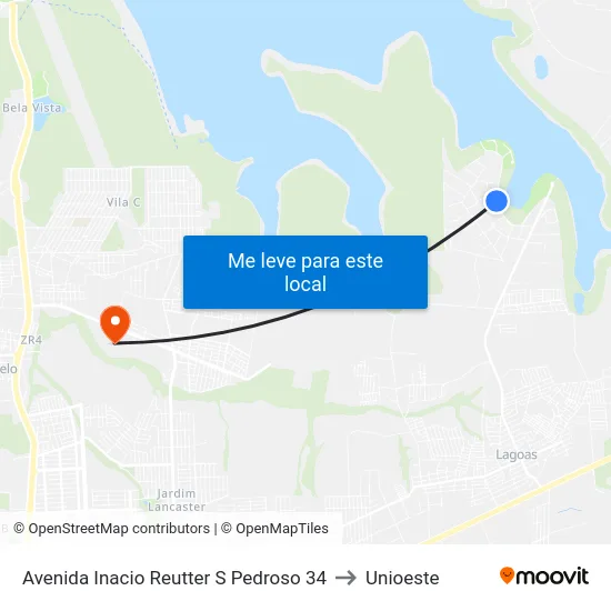 Avenida Inacio Reutter S Pedroso 34 to Unioeste map