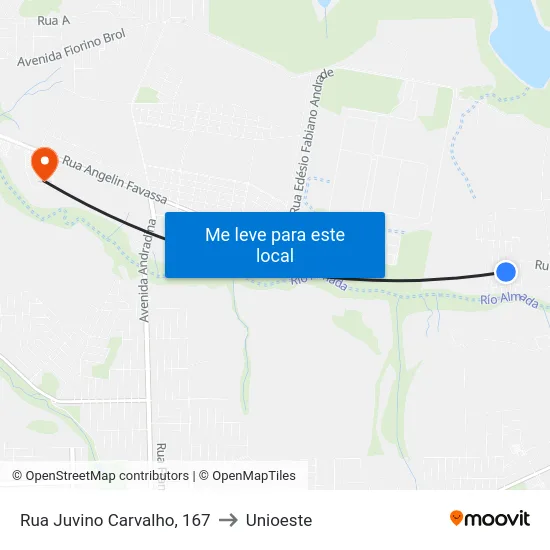 Rua Juvino Carvalho, 167 to Unioeste map